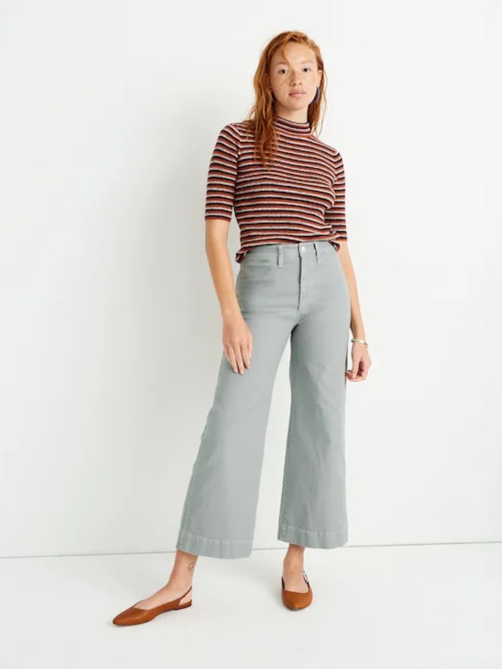 Madewell Emmett Wide-Leg Crop Pants in Olive Green Size 27
